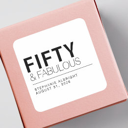 Moderne vijftig en fantastisch vetgedrukte 50ste v vierkante sticker