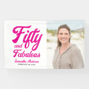 Moderne vijftig en fantastische roze 50ste verjaar spandoek