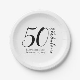 Moderne Vijftig en Prachtig Vet 50ste Verjaardagsf Papieren Bordje
