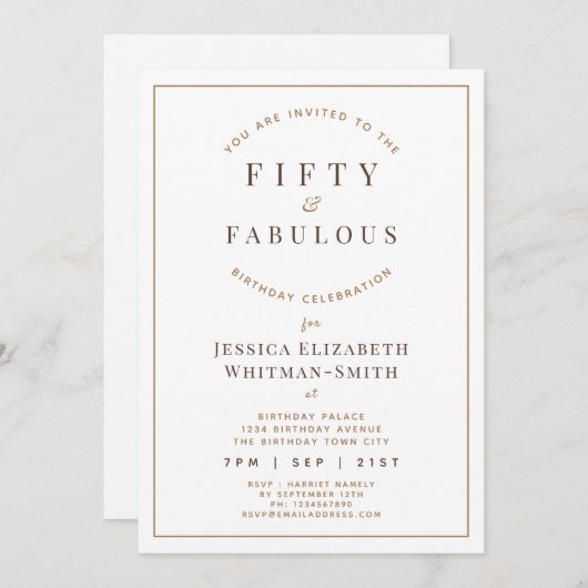 Moderne Vijftig & Fabulous Verjaardag Kaart (Voorkant / Achterkant)