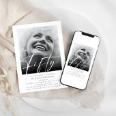 Moderne Vijftig Foto Verjaardagsfeestuitnodiging Kaart