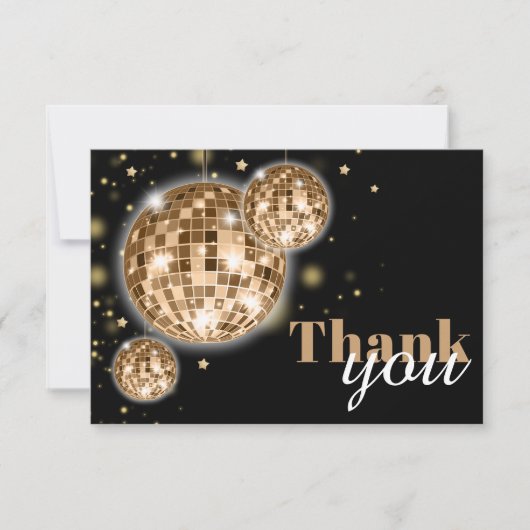 Moderne vijftigste verjaardag zwart goud dank u ka bedankkaart (Voorkant)
