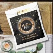 Moderne vijftigste verjaardag zwart goud feest bedankzakje