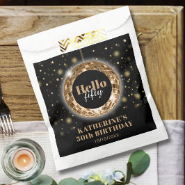 Moderne vijftigste verjaardag zwart goud feest bedankzakje