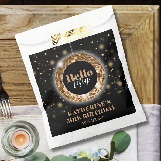 Moderne vijftigste verjaardag zwart goud feest bedankzakje