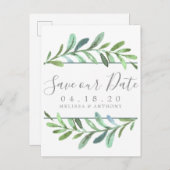 Moderne Vines Botanische Bruiloft Save the Date Aankondigingskaart (Voorkant / Achterkant)