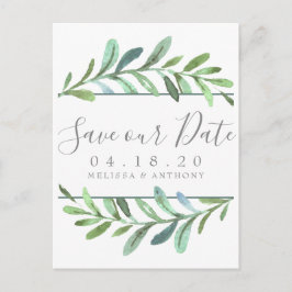 Moderne Vines Botanische Bruiloft Save the Date Aankondigingskaart