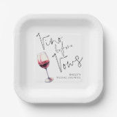 Moderne Vino Before Vows Bruidsborrel Papieren Bordje (Voorkant)