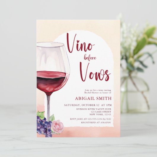 Moderne Vino voor Vino Vrijgezellenfeest Kaart (Staand voorkant)