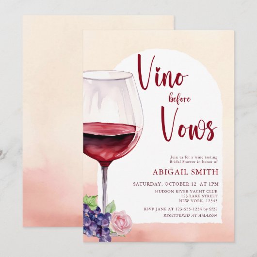 Moderne Vino voor Vino Vrijgezellenfeest Kaart (Voorkant / Achterkant)