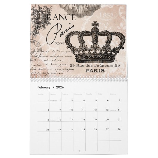 Moderne Vintage 2024 kalender (Feb 2026)