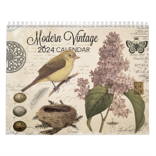 Moderne Vintage 2024 kalender (Hoes)