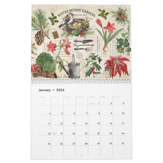 Moderne Vintage 2024 kalender (Jan 2026)