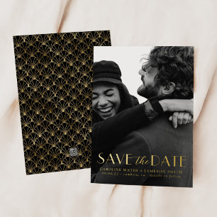 Moderne Vintage Art Deco Save the Date Folie Uitno Uitnodiging