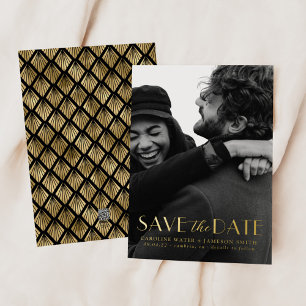 Moderne Vintage Art Deco Save the Date Folie Uitno Uitnodiging