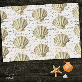 Moderne Vintage Beige Schelp Lettertype Tissuepapier