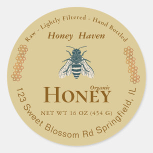 Moderne Vintage Bijenhoning Label Handverpakt