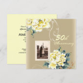 moderne vintage bloem 50ste huwelijksverjaardag kaart (Voorkant / Achterkant)