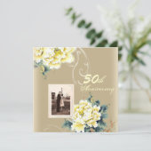 moderne vintage bloem 50ste huwelijksverjaardag kaart (Staand voorkant)