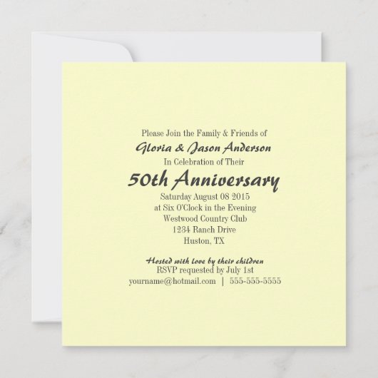 moderne vintage bloem 50ste huwelijksverjaardag kaart (Achterkant)