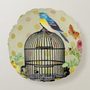 Moderne Vintage Bloem Kooi Ephemera Rond Kussen