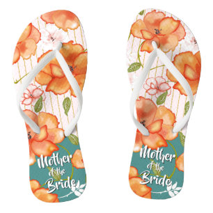 Moderne Vintage Bloemrozen Oranje Trouwgunst Teenslippers