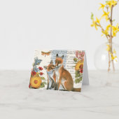 Moderne vintage bosvos kaart (Gele Bloem)