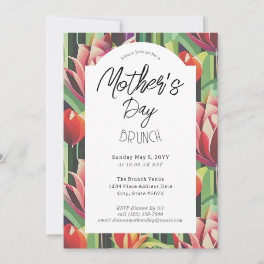 Moderne Vintage Botanische Moederdagfeest Kaart (Voorkant)