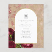 Moderne Vintage Botanische Rode Rozen Trouw Uitnod (Achterkant)
