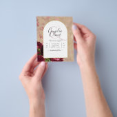 Moderne Vintage Botanische Rode Rozen Trouw Uitnod Flyer (Hand)