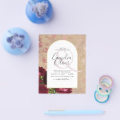 Moderne Vintage Botanische Rode Rozen Trouw Uitnod Flyer (Enkel)