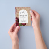 Moderne Vintage Botanische Rode Rozen Trouw Uitnod Flyer (Hand)