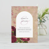 Moderne Vintage Botanische Rode Rozen Trouw Uitnod Kaart (Staand voorkant)