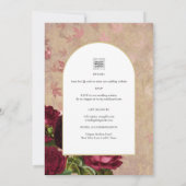 Moderne Vintage Botanische Rode Rozen Trouw Uitnod Kaart (Achterkant)