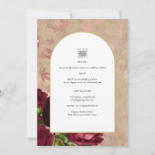 Moderne Vintage Botanische Rode Rozen Trouw Uitnod Kaart (Achterkant)