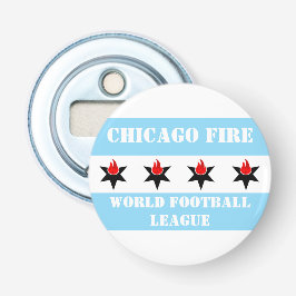 Moderne Vintage Chicago Fire Vlag Button Flesopener
