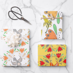 Moderne vintage cute verjaardag voor haar kleurrij inpakpapier vel