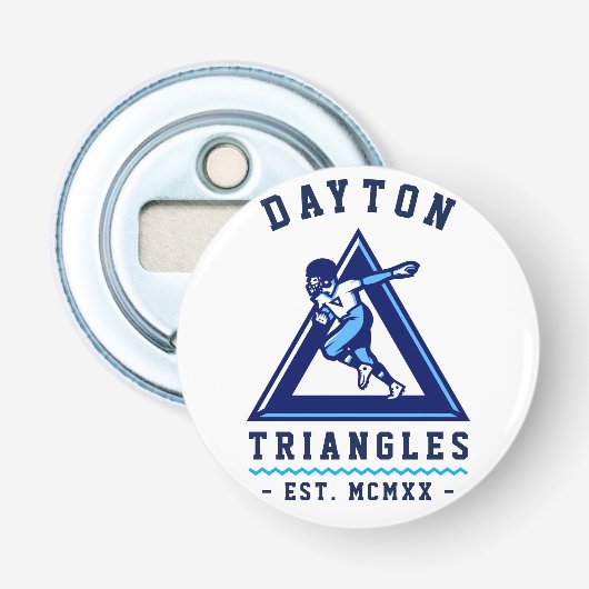 Moderne Vintage Dayton Triangles Button Flesopener (Voorkant)