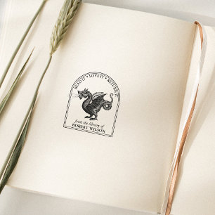 Moderne Vintage Draak Aangepast 'From the Library  Rubberstempel