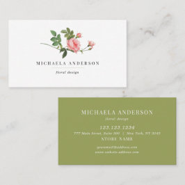 Moderne Vintage Eenvoudige Bloem Roze Roos Visitekaartje