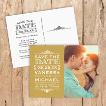 Moderne Vintage Foto Save the Date Aankondiging Po