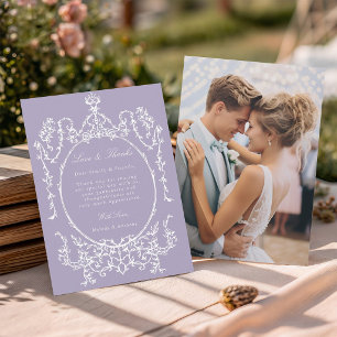 Moderne Vintage Frame Lavendel Trouwfoto Bedankkaart