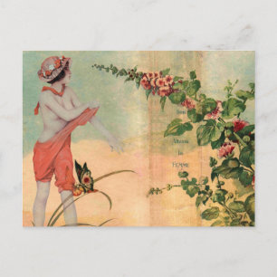 Moderne Vintage Franse collage Ansichtkaart Briefkaart