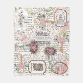 Moderne vintage Franse motief Bloemschrift  Fleece Deken (Voorkant)