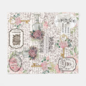 Moderne vintage Franse motief Bloemschrift  Fleece Deken (Voorkant (Horizontaal))