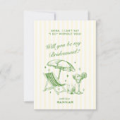 Moderne Vintage Groen Bruidsmeisje Voorstelkaart Kaart (Voorkant)