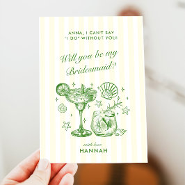 Moderne Vintage Groen Bruidsmeisje Voorstelkaart Kaart