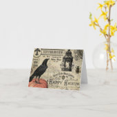 moderne vintage Halloween pompoen en kraai Kaart (Gele Bloem)