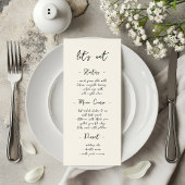 Moderne Vintage Handgeschreven Trouwdiner Menu