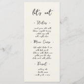 Moderne Vintage Handgeschreven Trouwdiner Menu (Voorkant)